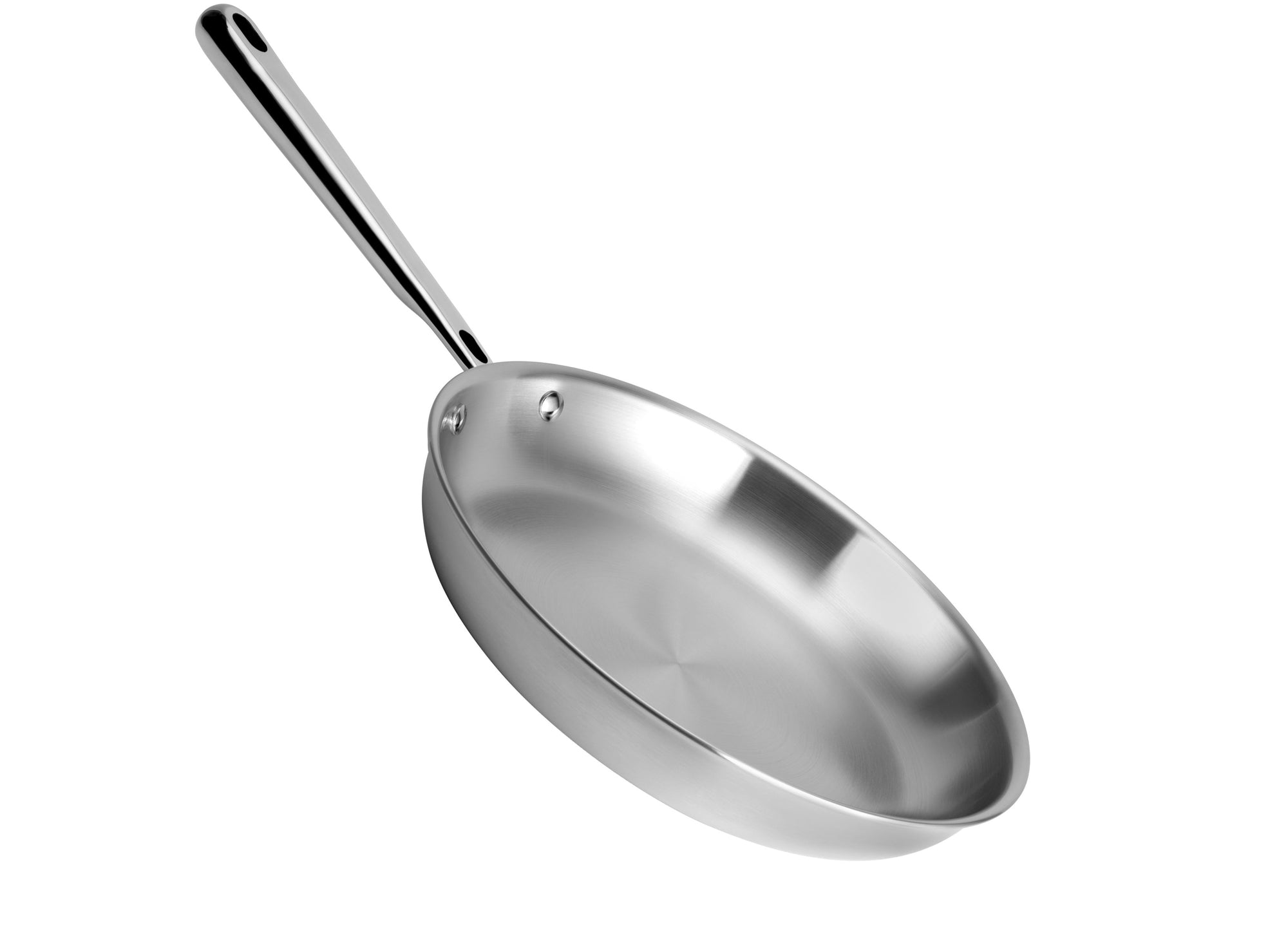 {{12-inch}} The 12 inch Misen Stainless Skillet has a comfortable, ergonomic stay cool handle.