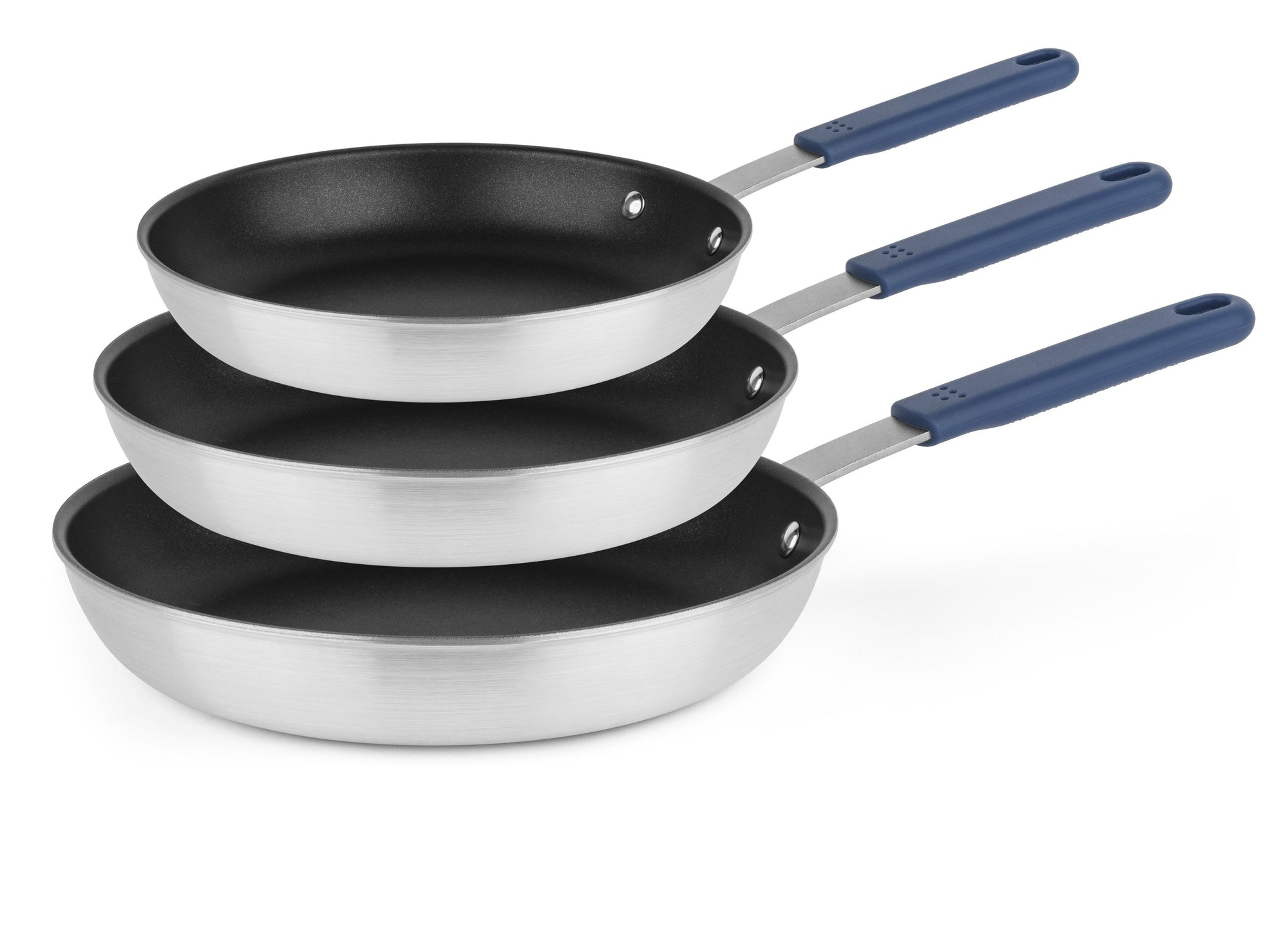 {{8-10-12-inch}} The three piece (8 inch, 10 inch and 12 inch) Misen Nonstick Pan set comes with three layers of nonstick coating.