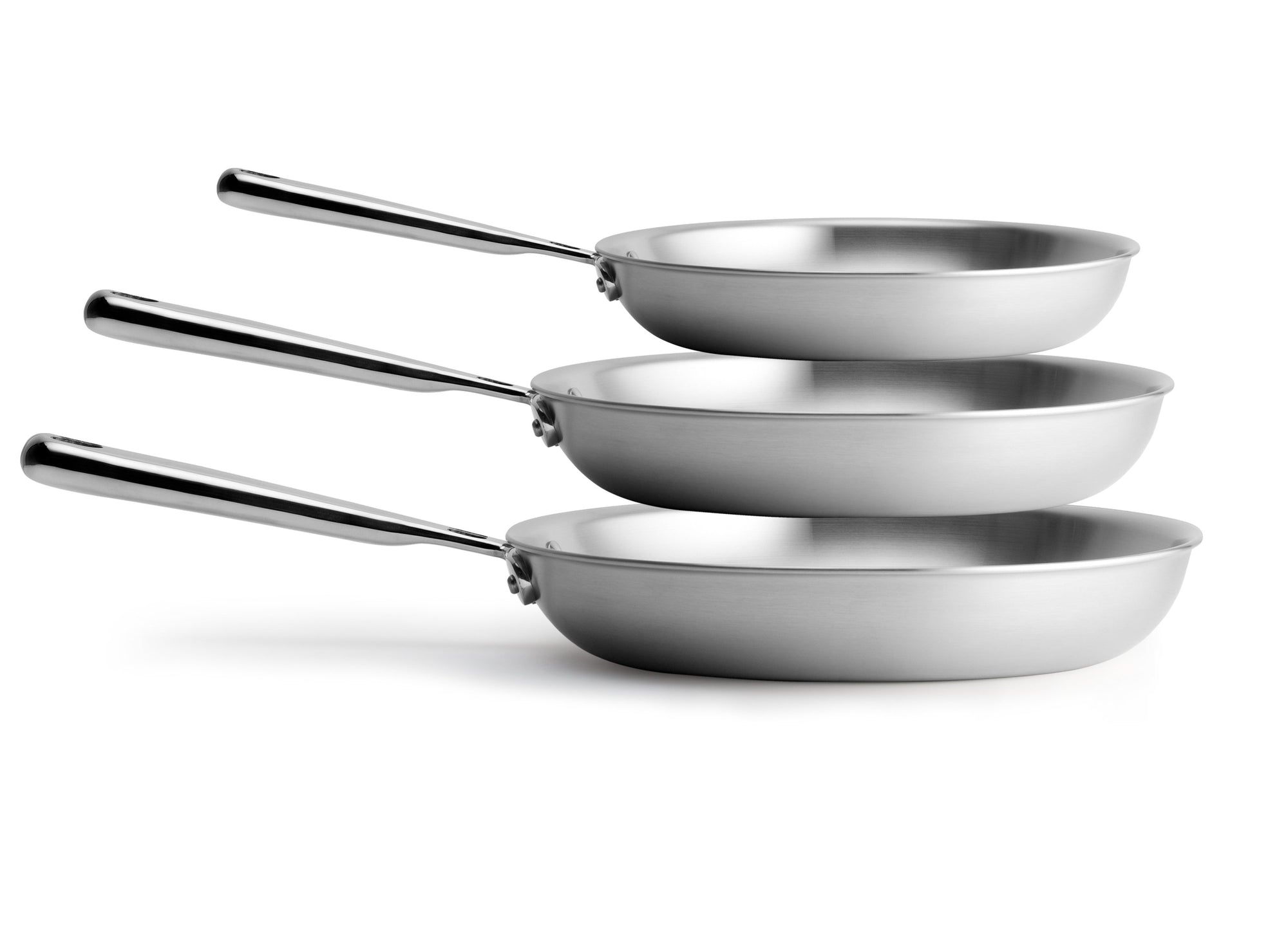 {{}} The three piece (8 inch, 10 inch and 12 inch) Misen Stainless Skillet set is an essential workhorse in any kitchen.
