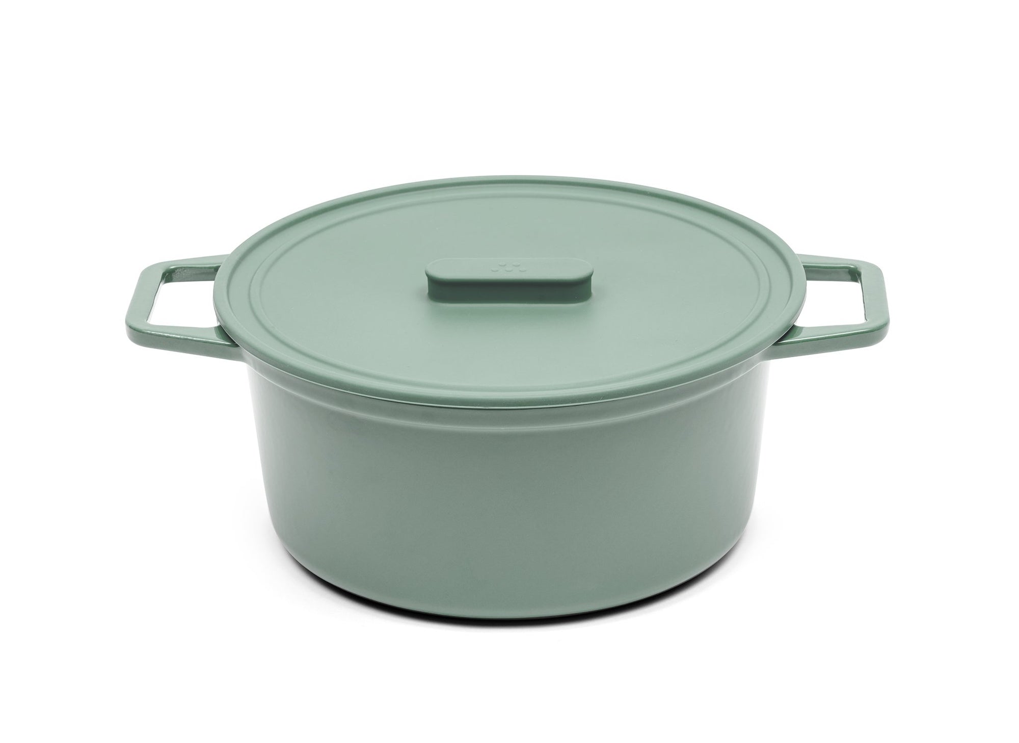 {{9-qt-traditional-green, 9-qt-grill-green}} A green 9-quart Misen Dutch Oven with matching silicone Universal Lid.