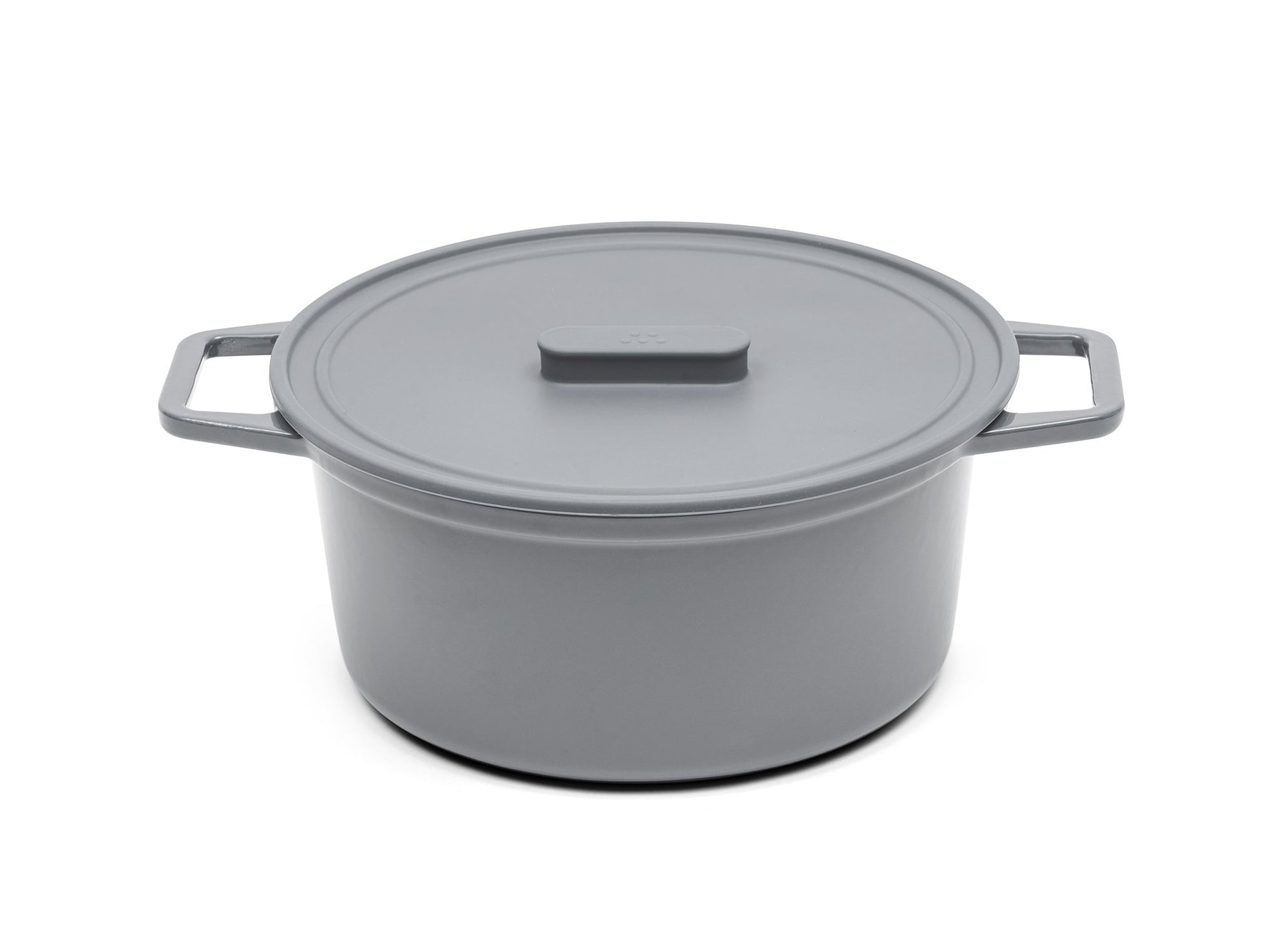 {{9-qt-traditional-gray, 9-qt-grill-gray}} A grey 9-quart Misen Dutch Oven with matching silicone Universal Lid.
