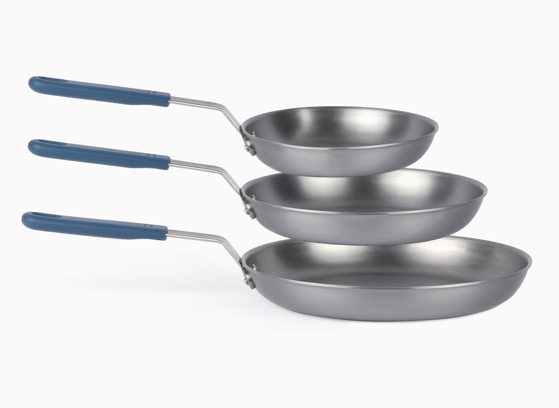 The three piece Misen Carbon Steel Pan set includes the 8 inch, 10 inch, and 12 inch pans.