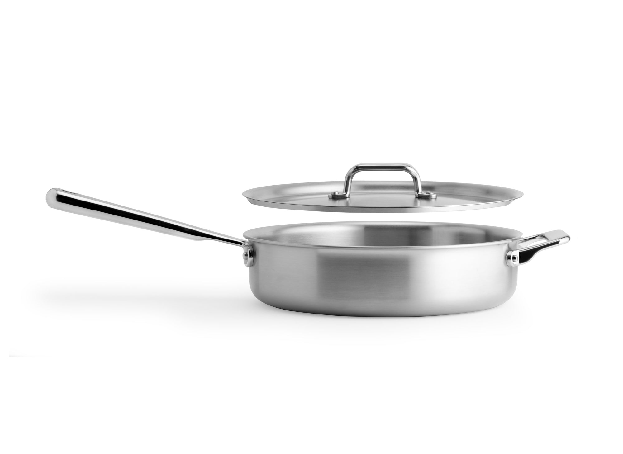 {{essentials}} The Misen 3 QT Saute pan is shallow enough to sear and brown, deep enough to pan fry, and wide enough to braise, pouch and steam.