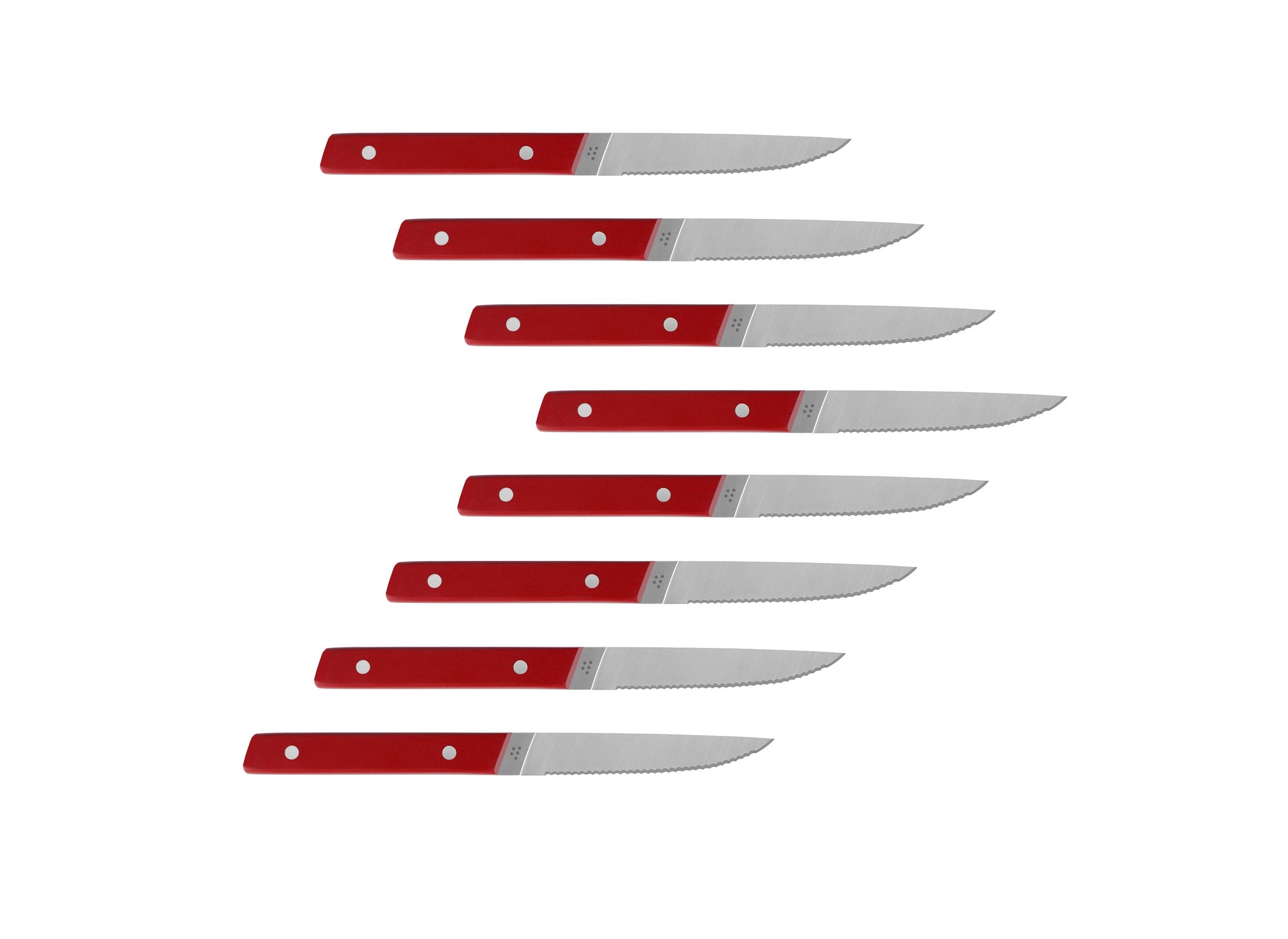{{8pc-red}} 8-Piece Misen Steak Knives in red