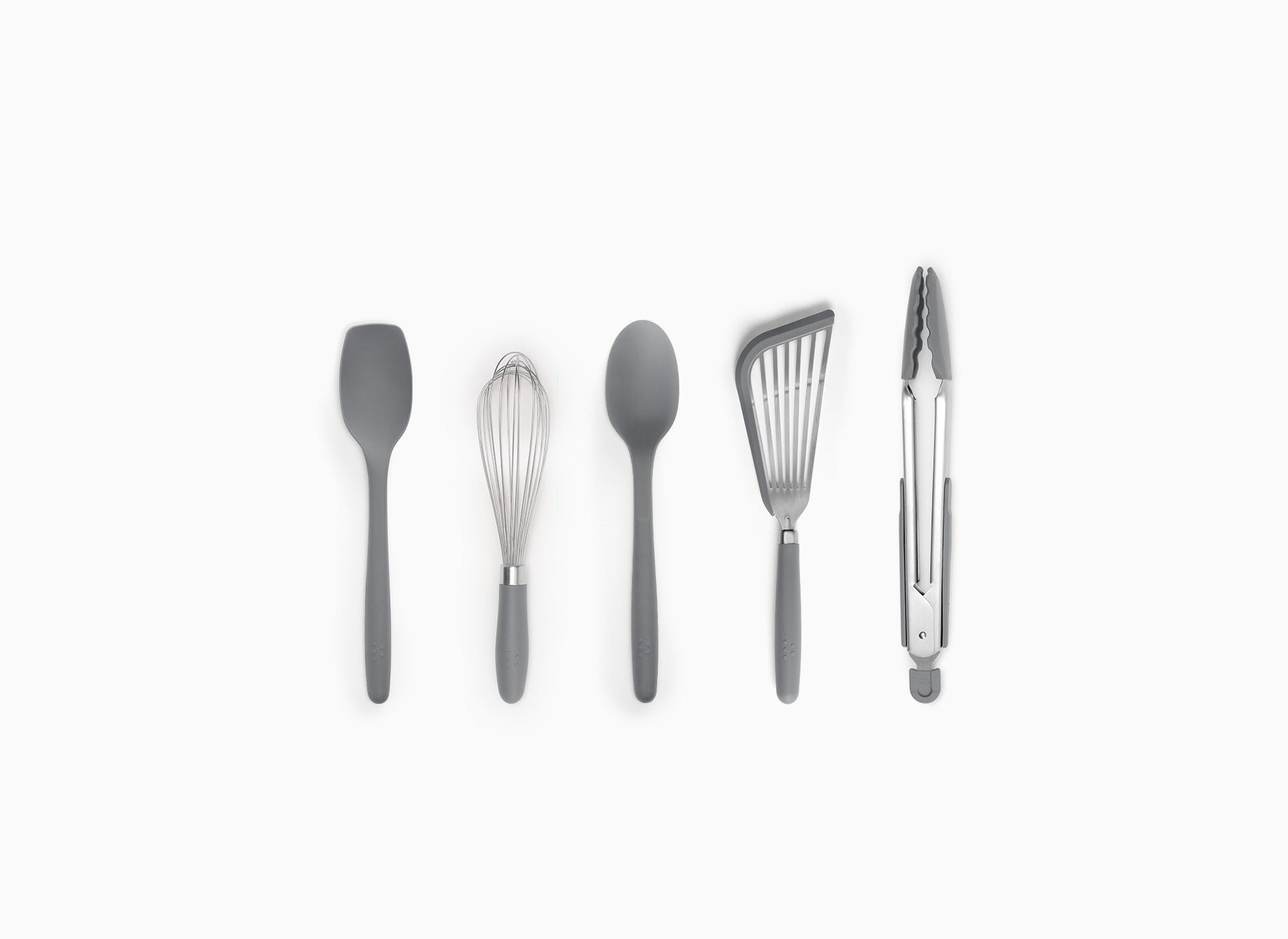 A Grey Misen 5-Piece Prep Tool set seen from above. All tools are arranged side-by-side in a horizontal line on a grey background.