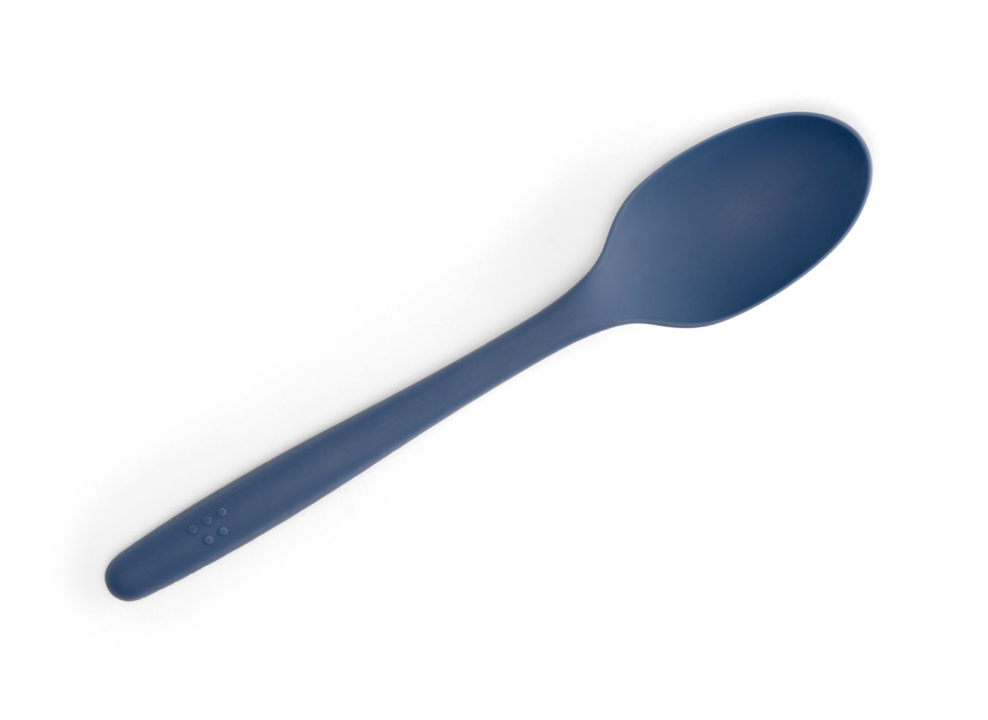{{blue}} A Blue Misen Mixing Spoon seen from above on a white background.