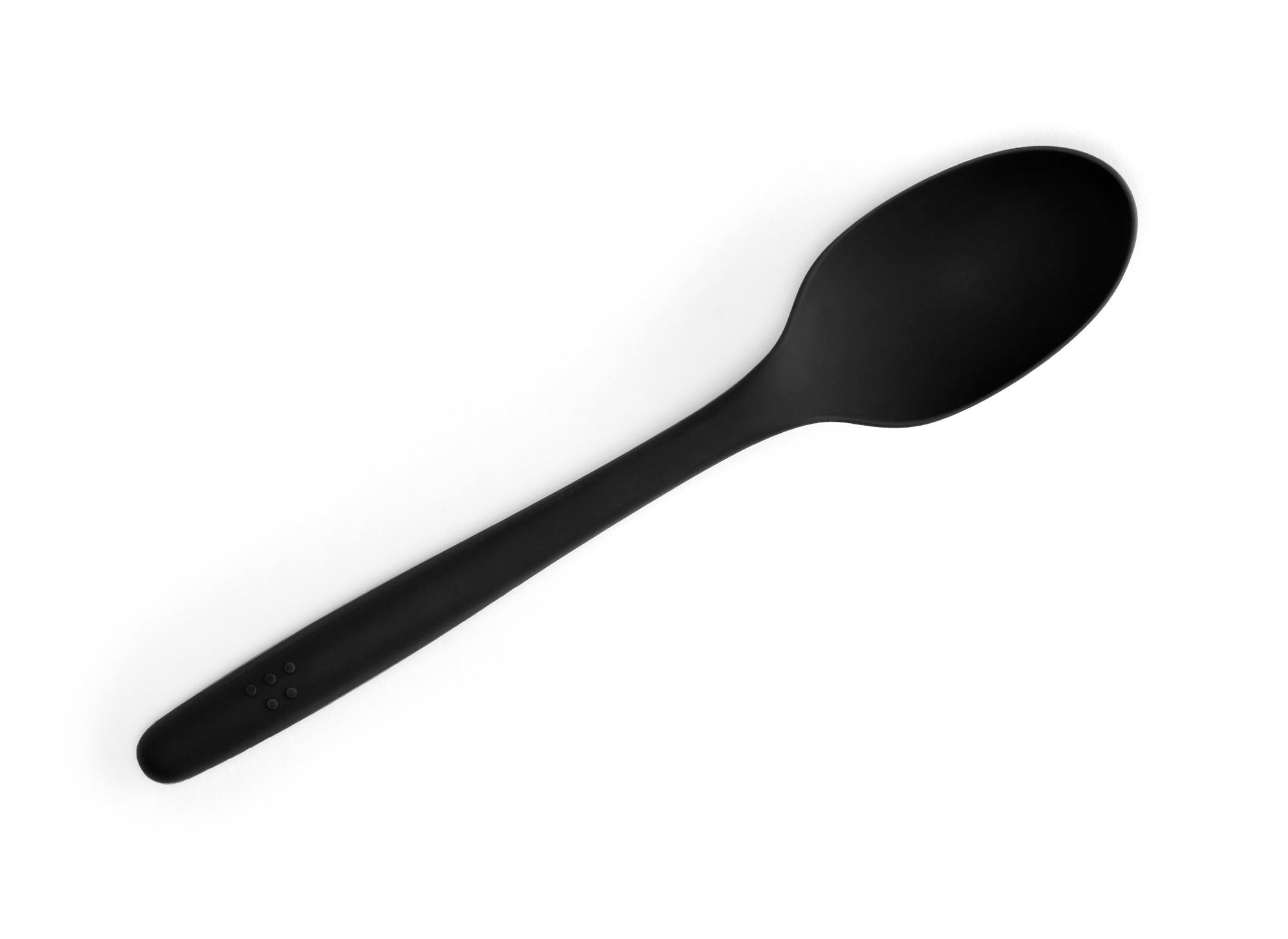 {{black}} A Black Misen Mixing Spoon seen from above on a white background.