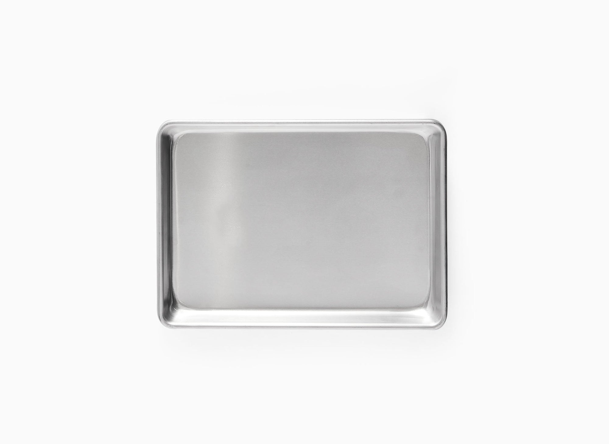 A bird’s eye view of one Misen Quarter Sheet Pan on a white background. 