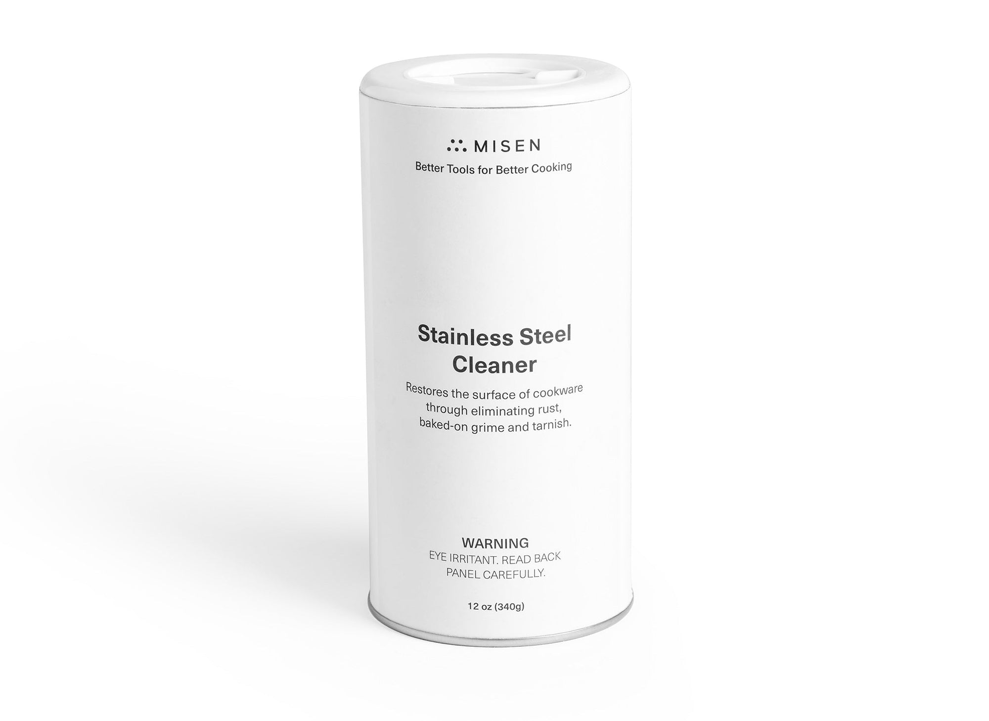 {{12-oz}} A front view of  the Misen Stainless Steel Cleaner canister.