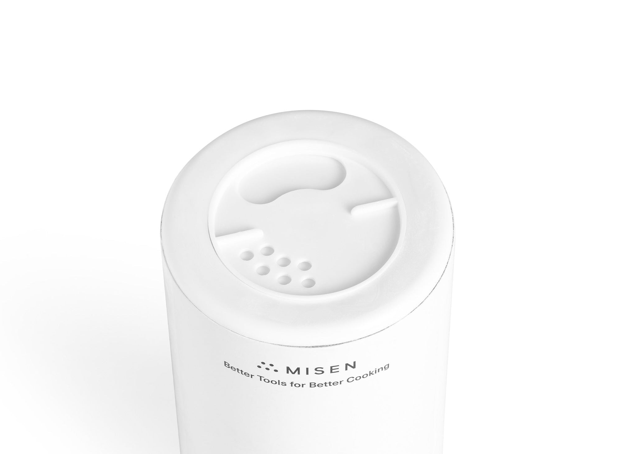 {{12-oz}} The Misen Stainless Steel Cleaner canister’s cap seen from above, showing openings for pouring or sprinkling.