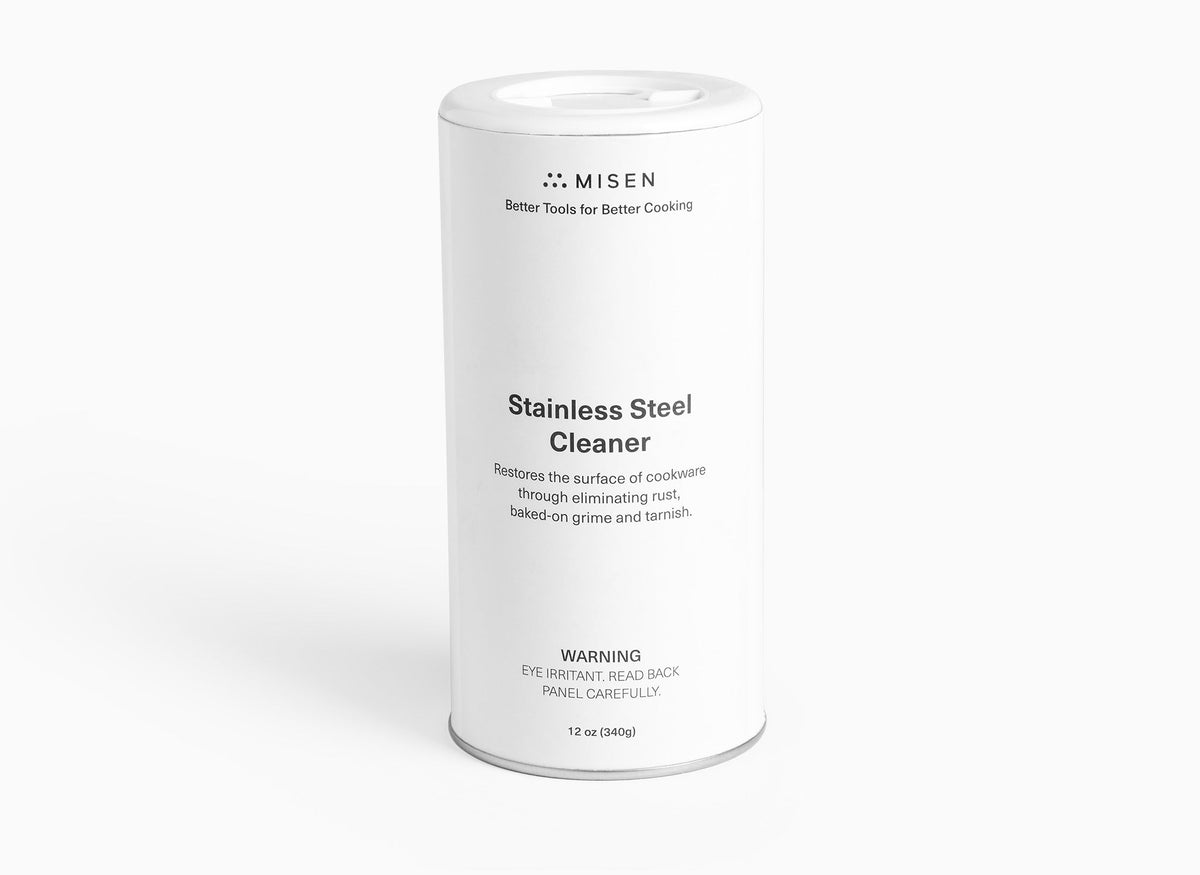 A front view of  the Misen Stainless Steel Cleaner canister.