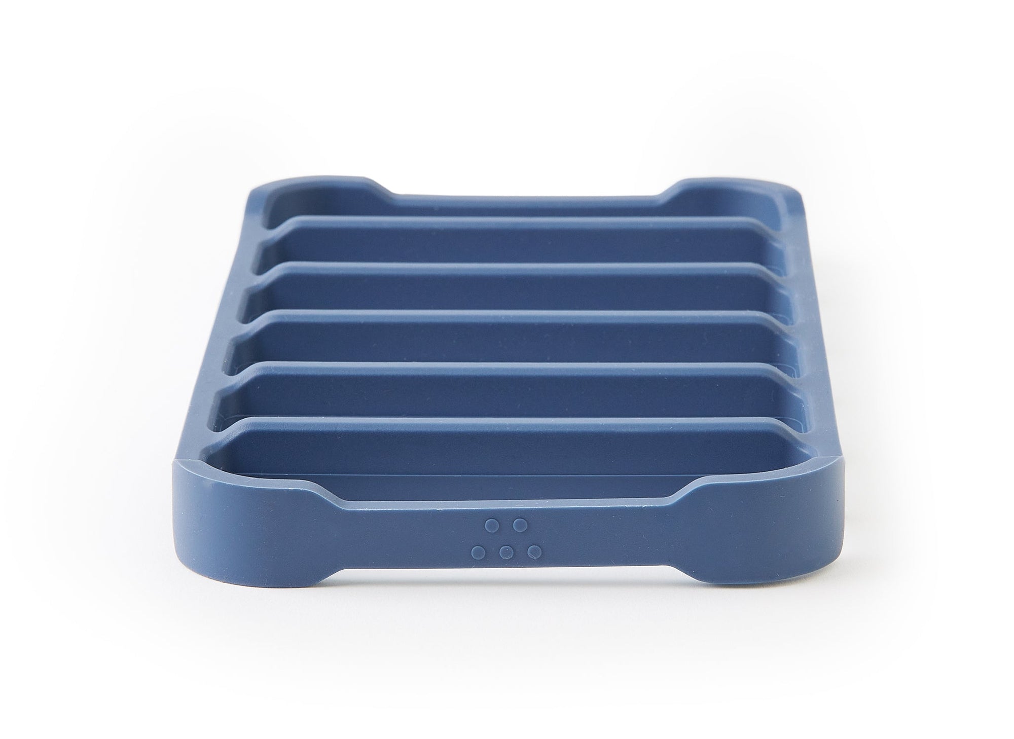 {{2-pack,4-pack}} A front view of a blue Misen Silicone Roasting Rack, slightly angled upward, on a white background. 