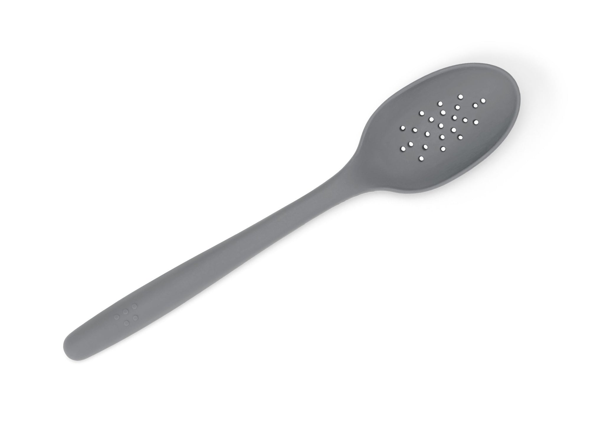 {{gray}} A Grey Misen Slotted Spoon seen from above on a white background.