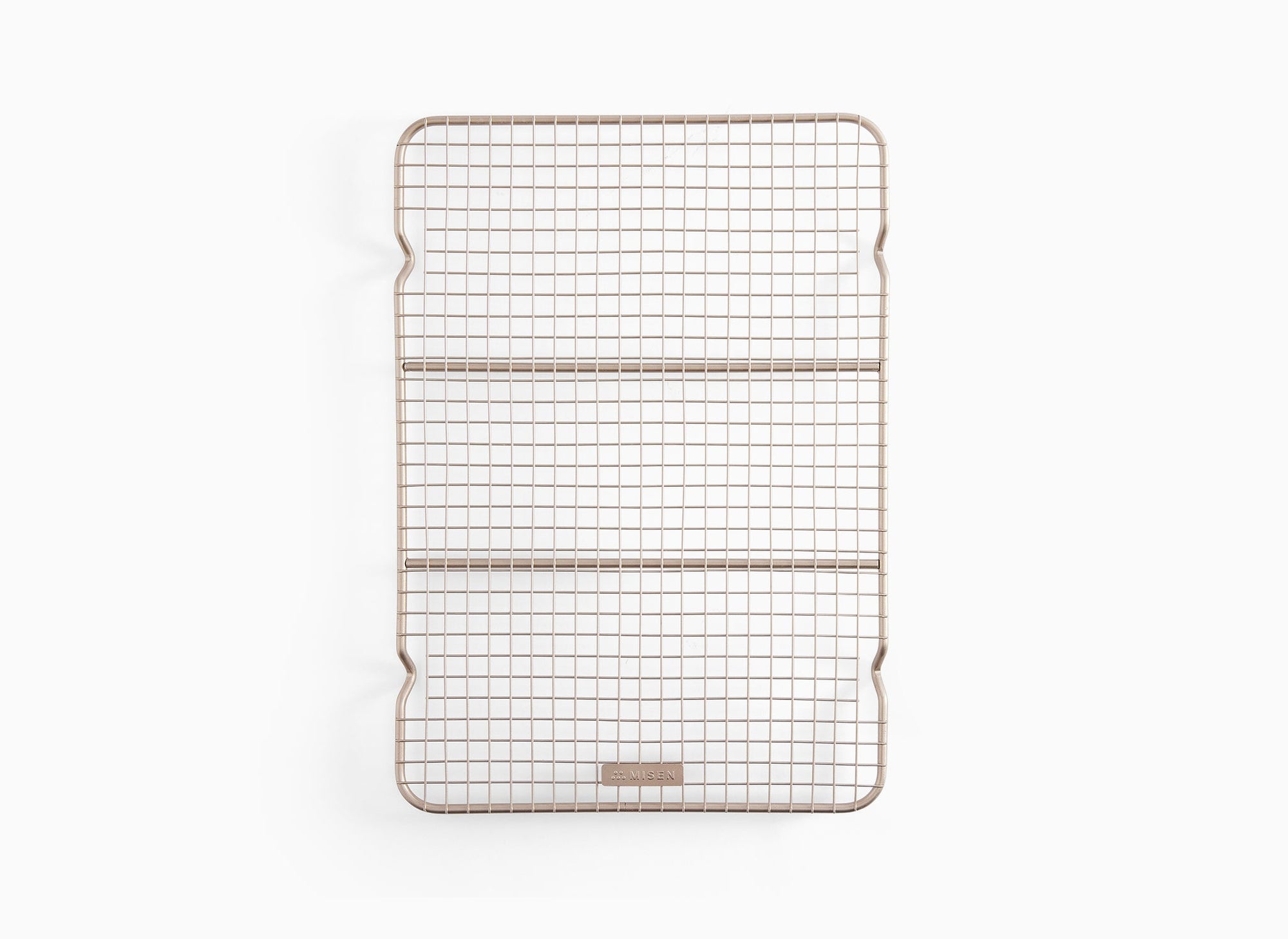 A bird’s eye view of a single Half Sheet Misen Wire Rack on a white background.
