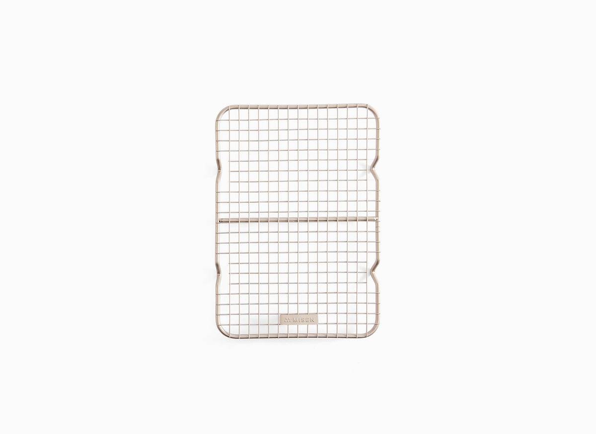 A bird’s eye view of a single Quarter Sheet Misen Wire Rack on a white background.