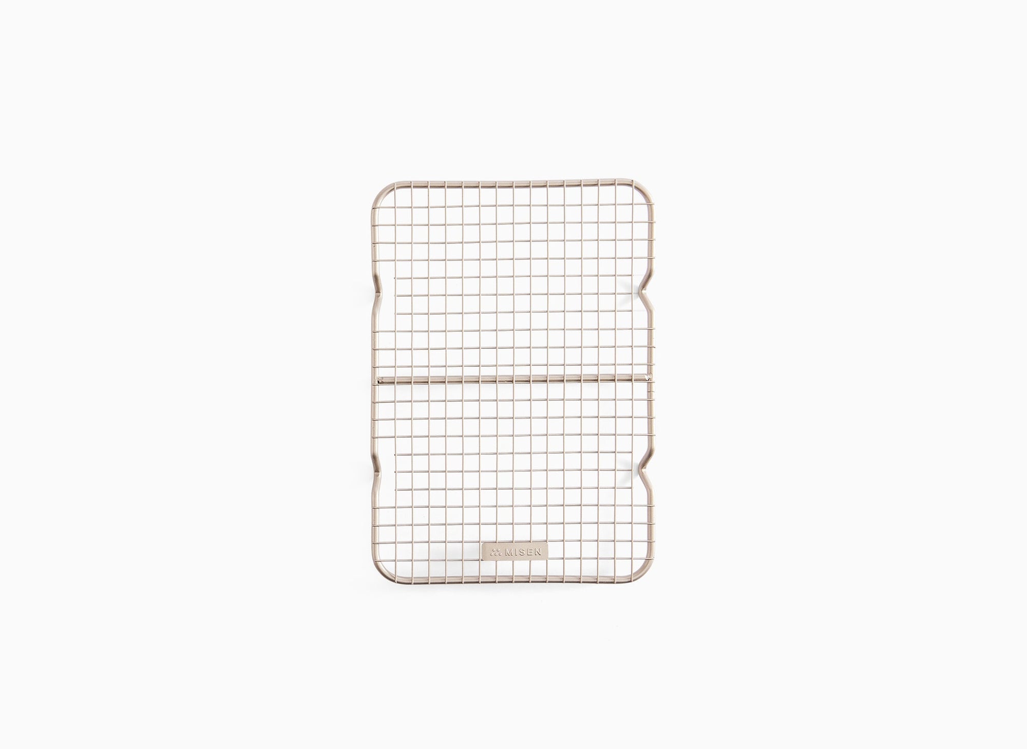 A bird’s eye view of a single Quarter Sheet Misen Wire Rack on a white background.