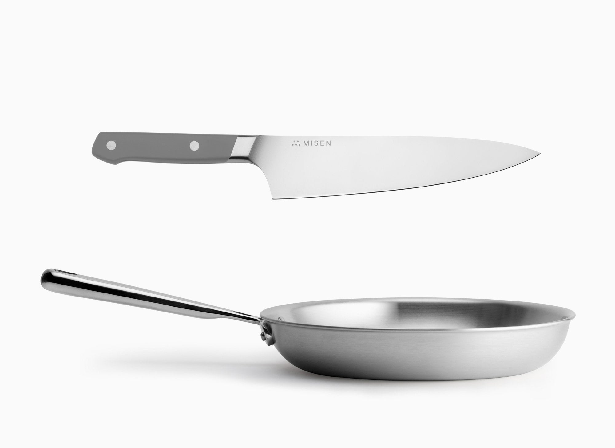 Misen Chef's Knife + Skillet Bundle in gray