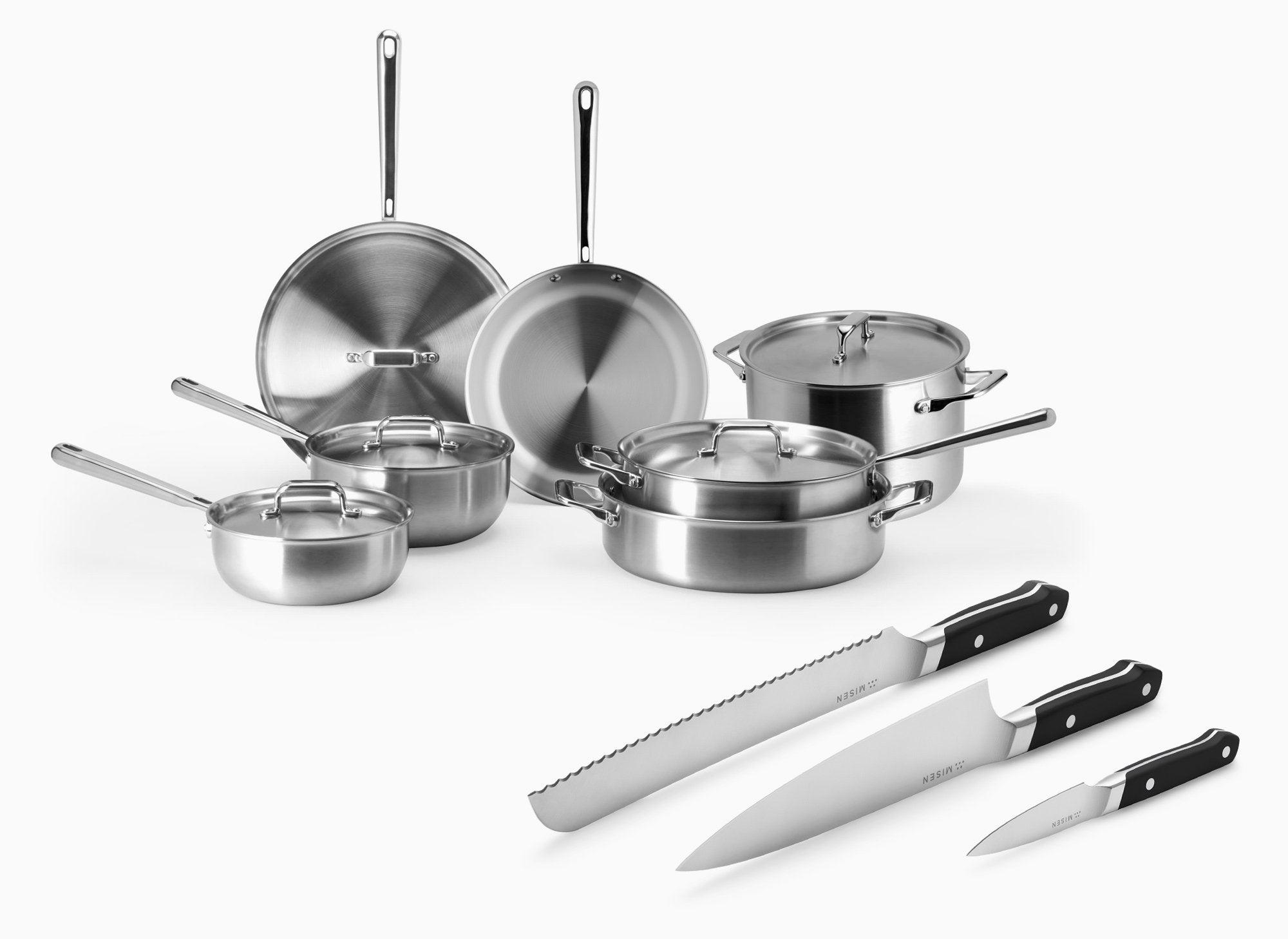Misen Complete Cookware + Knife Bundle in black
