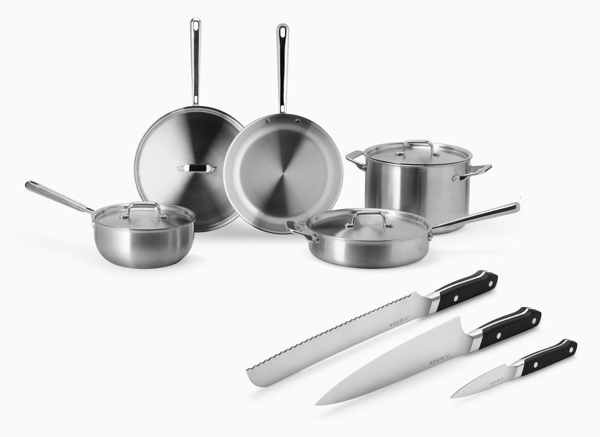 Misen Essentials Cookware + Knife Bundle in black