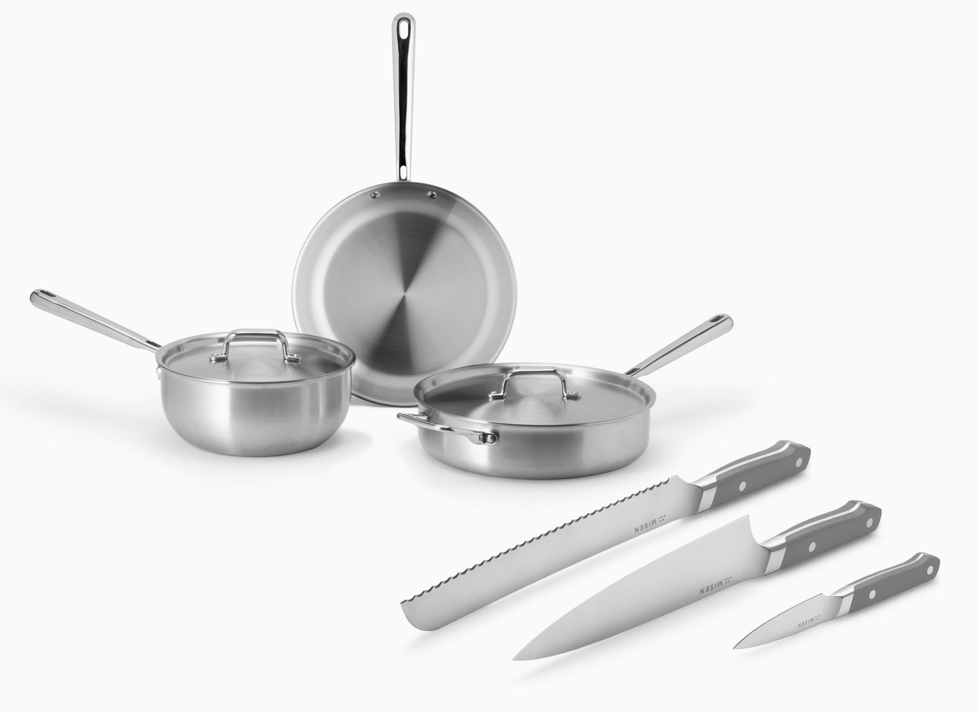 Misen Starter Cookware + Knife Bundle in gray