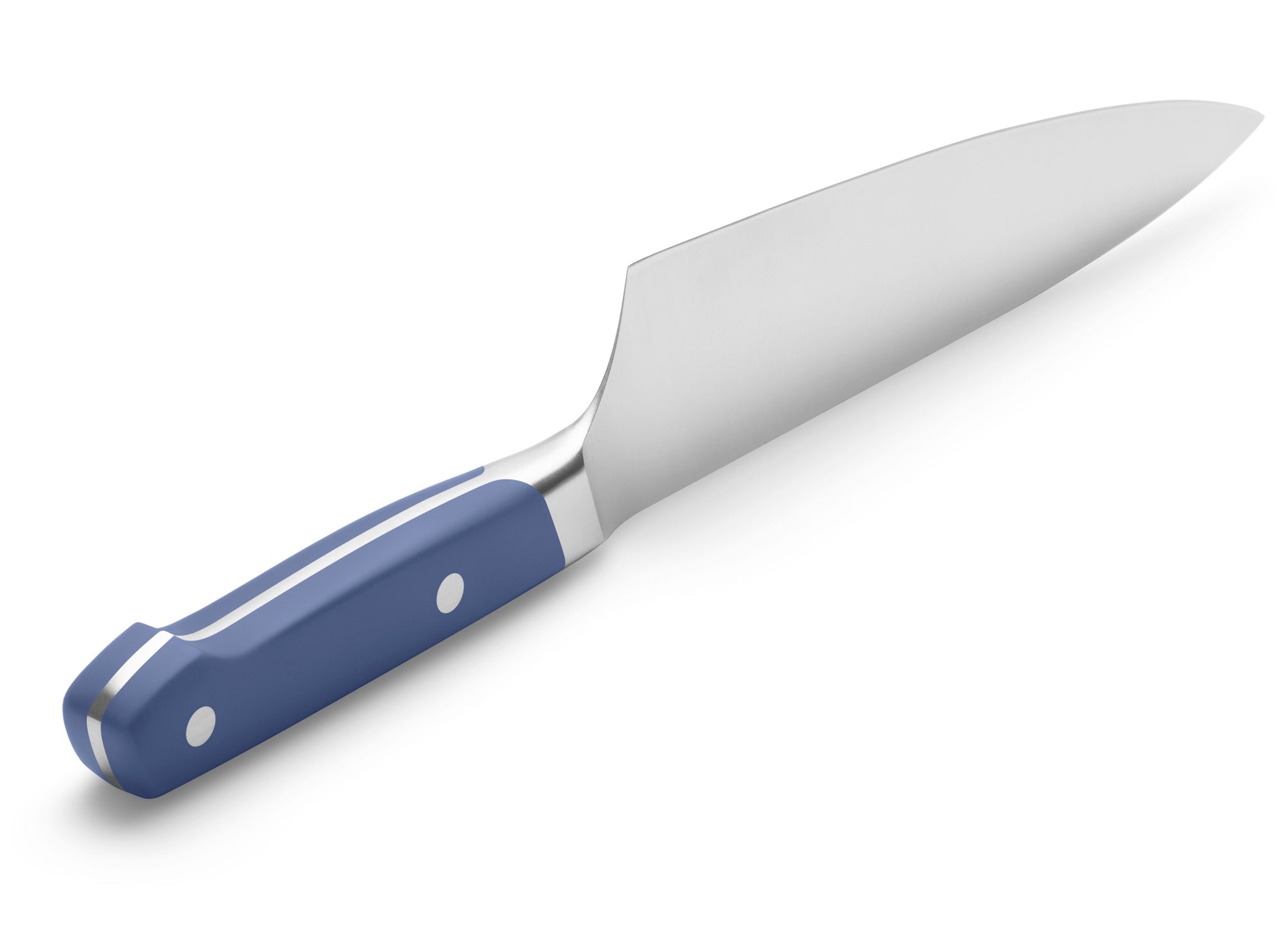 {{blue}} Misen Chef's Knife handle in blue with full tang and rivets