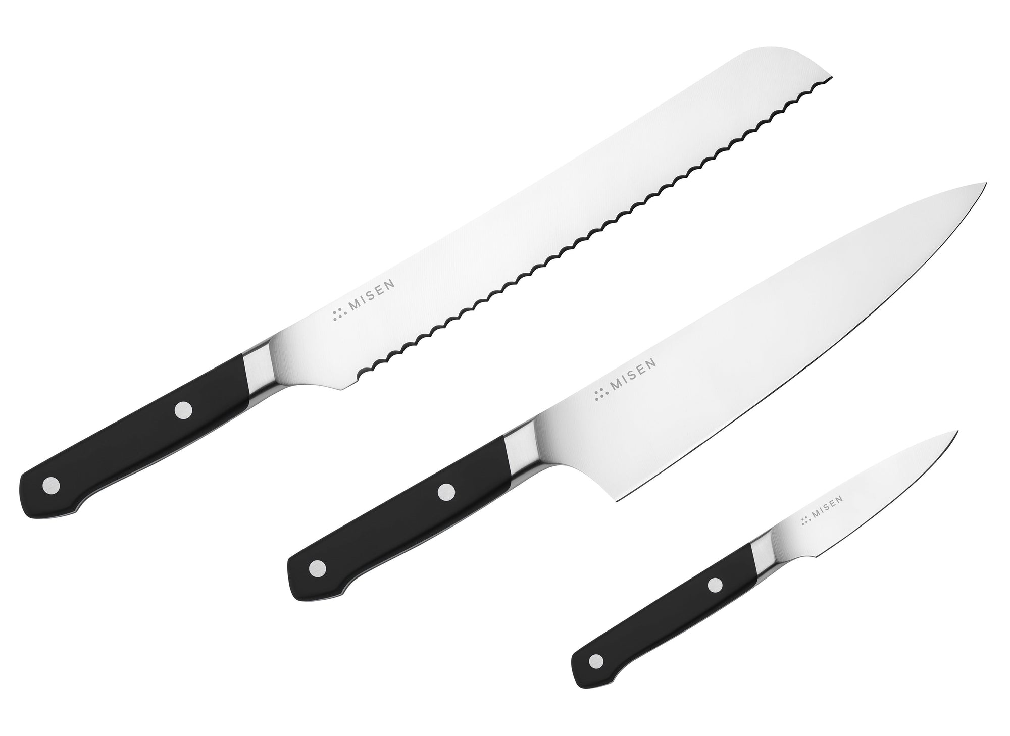 {{3-piece-black}} 3-Piece Misen Essentials Knife Set in black