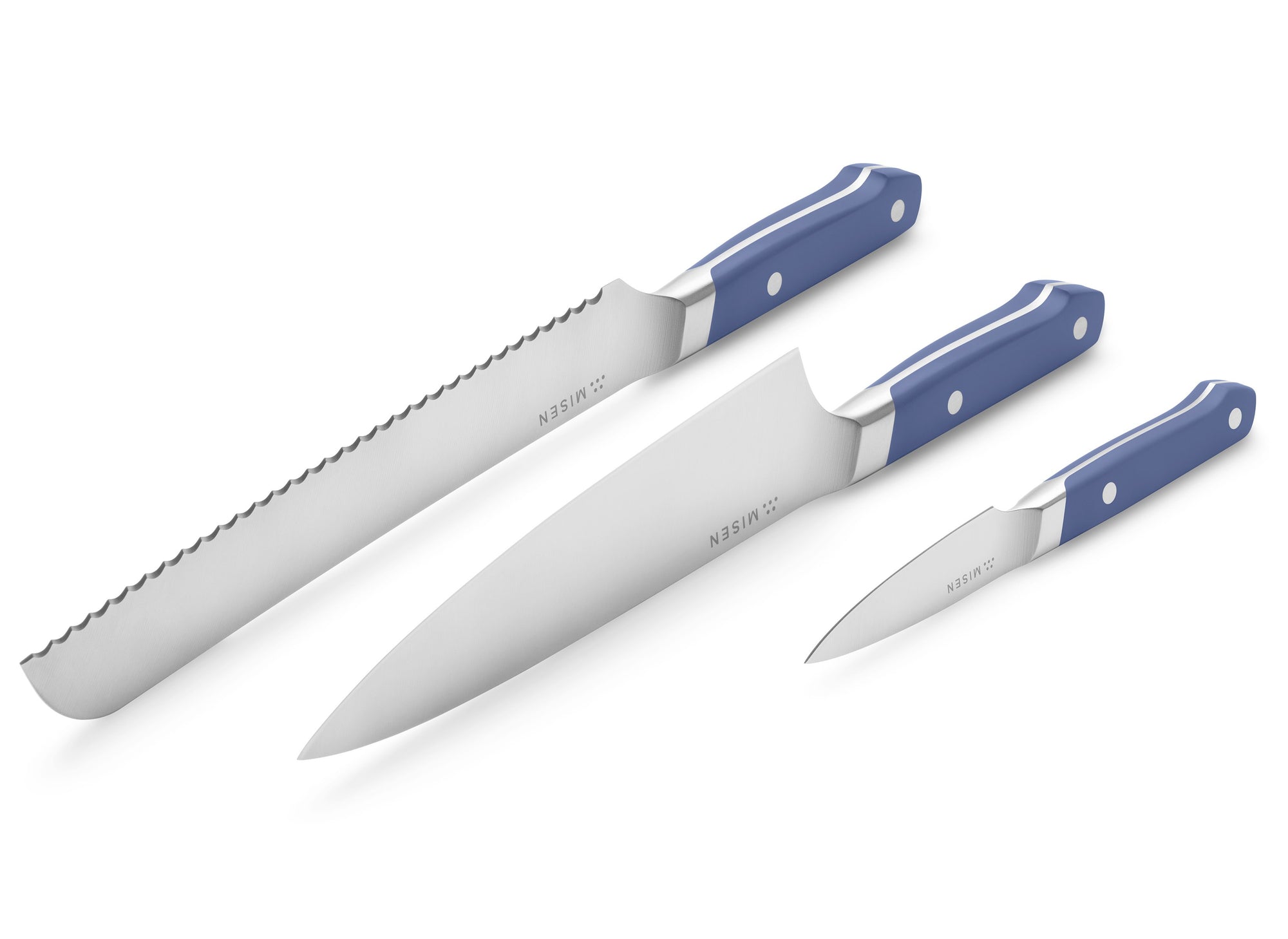 {{3-piece-blue}} All knives in the 3-Piece Misen Essentials Knife Set in blue are made of premium steel.