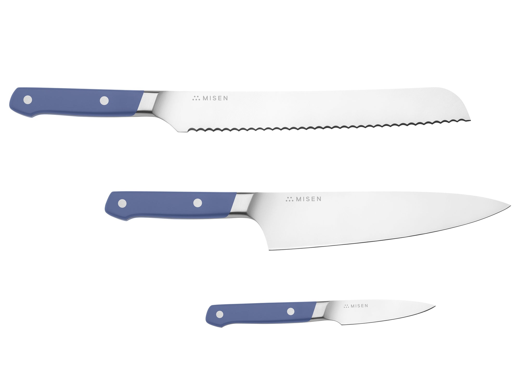 3-Piece Misen Essentials Knife Set in blue