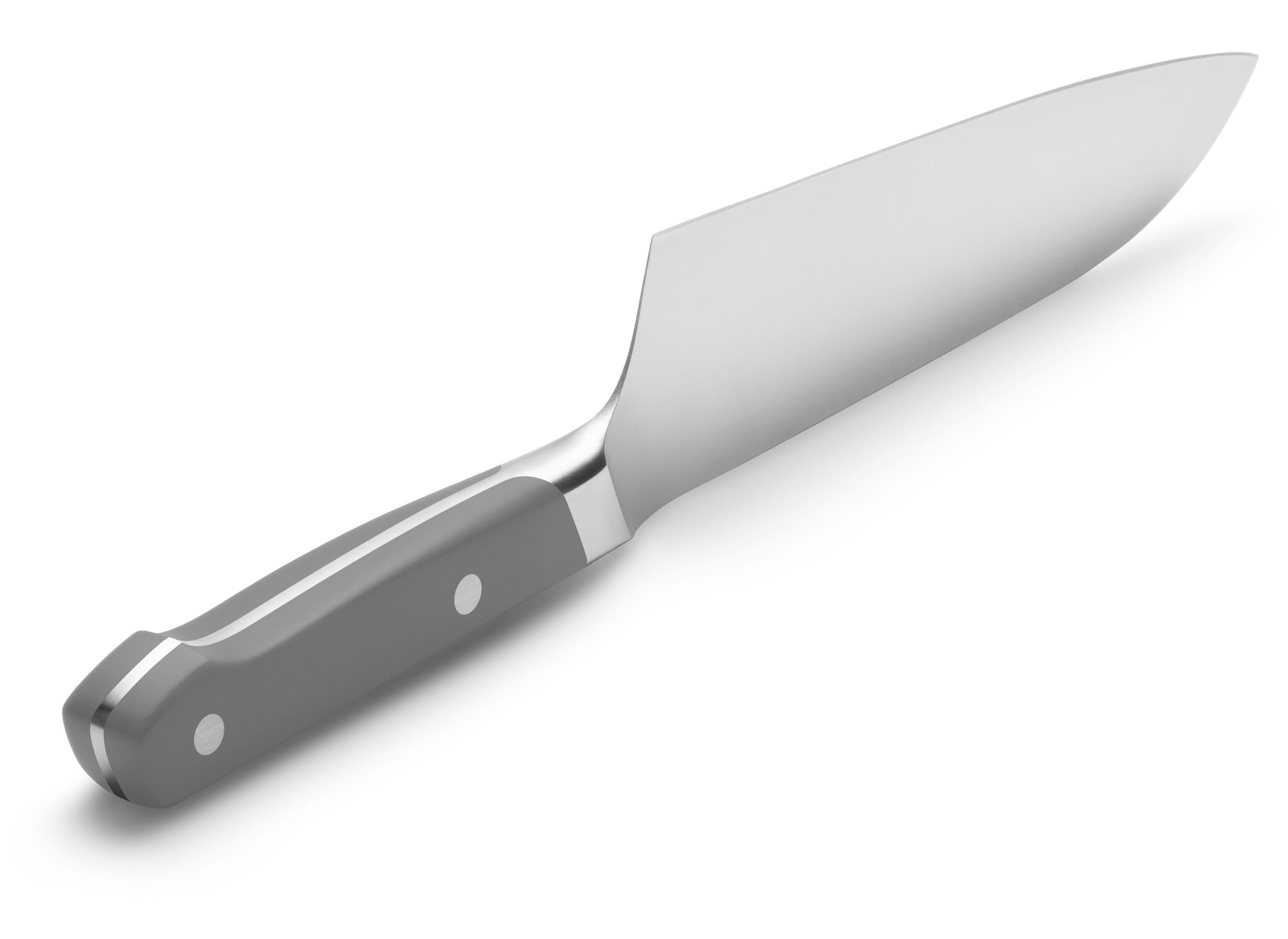 {{gray}} Misen Santoku Knife handle in gray with full tang and rivets