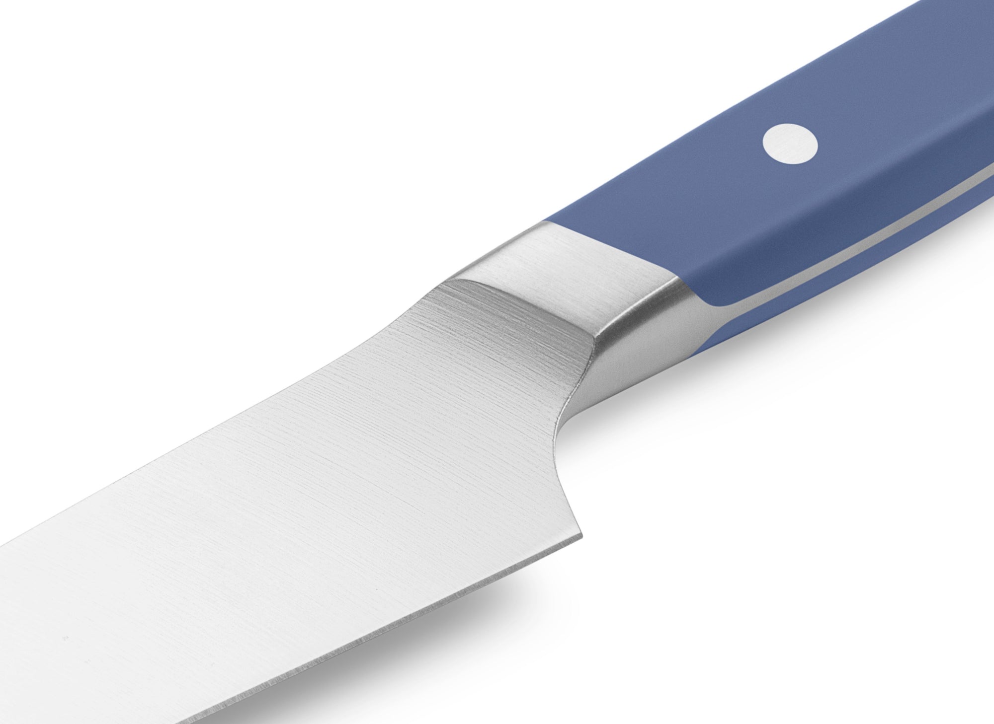 {{blue}} The Misen Utility Knife in blue features a unique sloped bolster.
