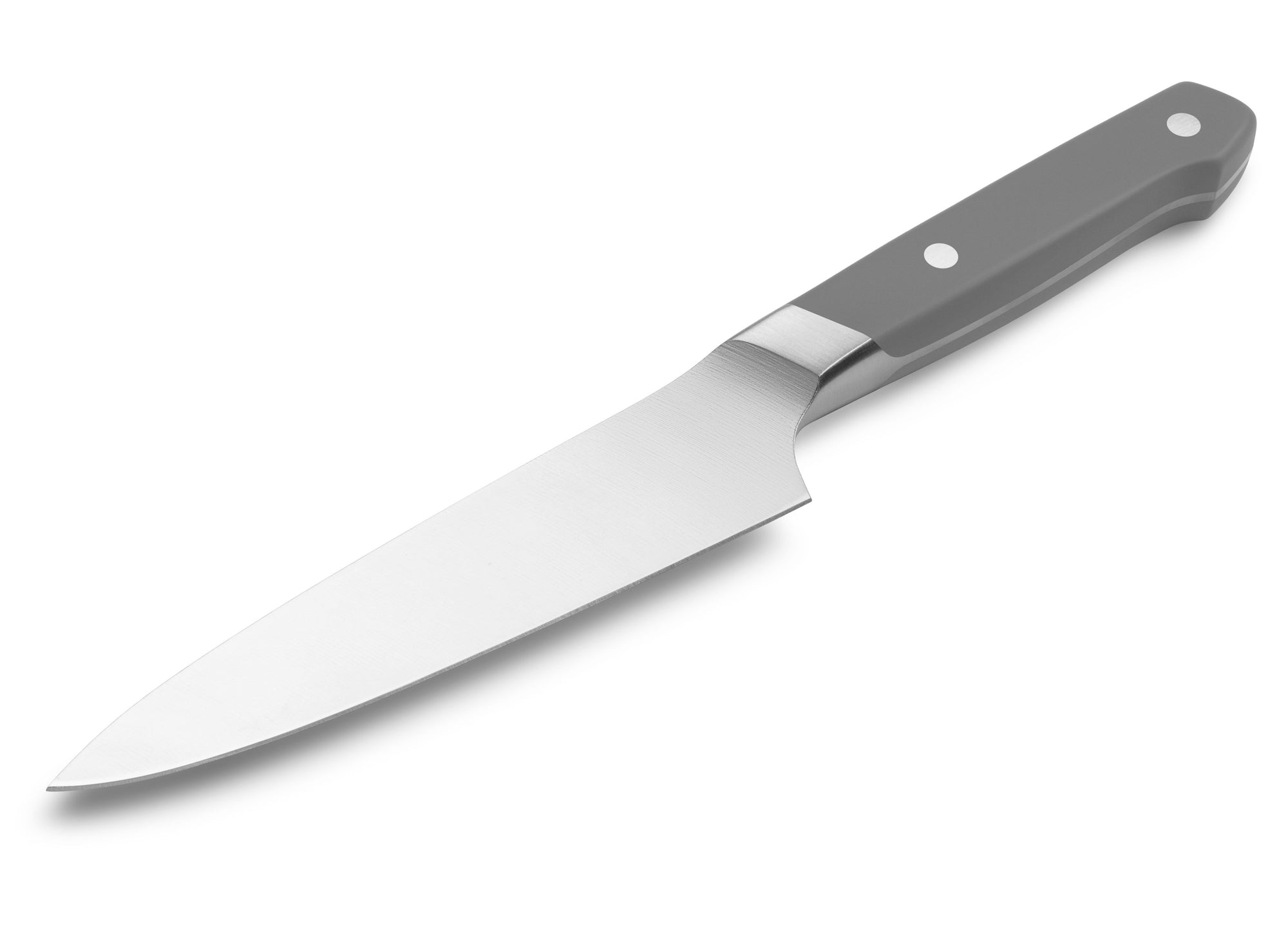 {{gray}} Spine and belly of Misen Utility Knife in gray
